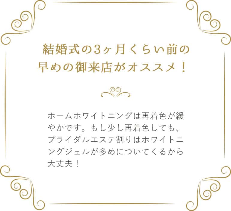 ブライダルエステホワイトニングのスケジュール